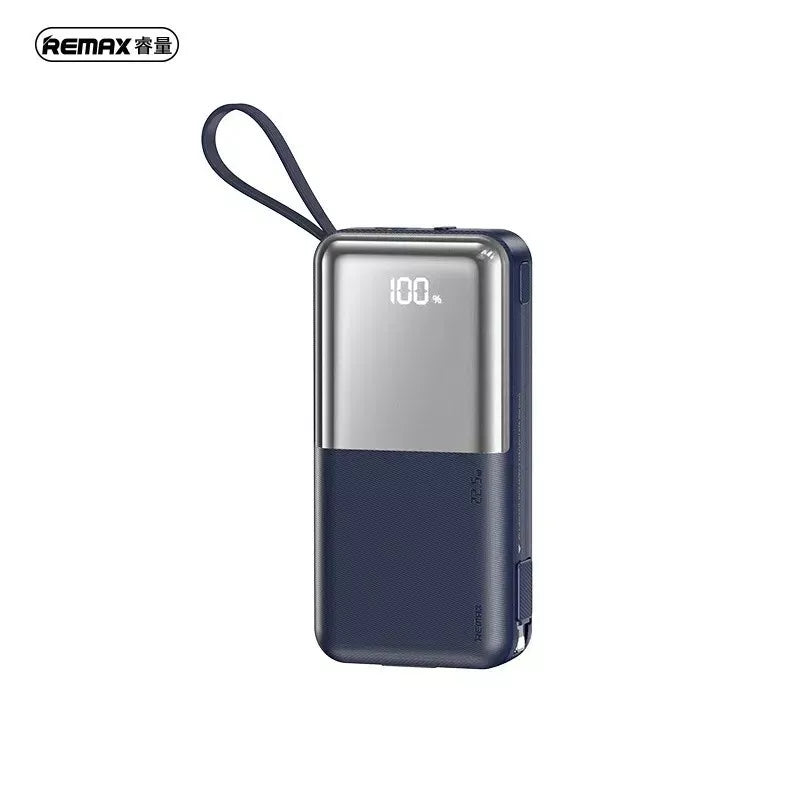 Remax RPP-678 10000mah 22.5W Fast Charge Power Bank With Cables For iPhone/Type C Navy Blue